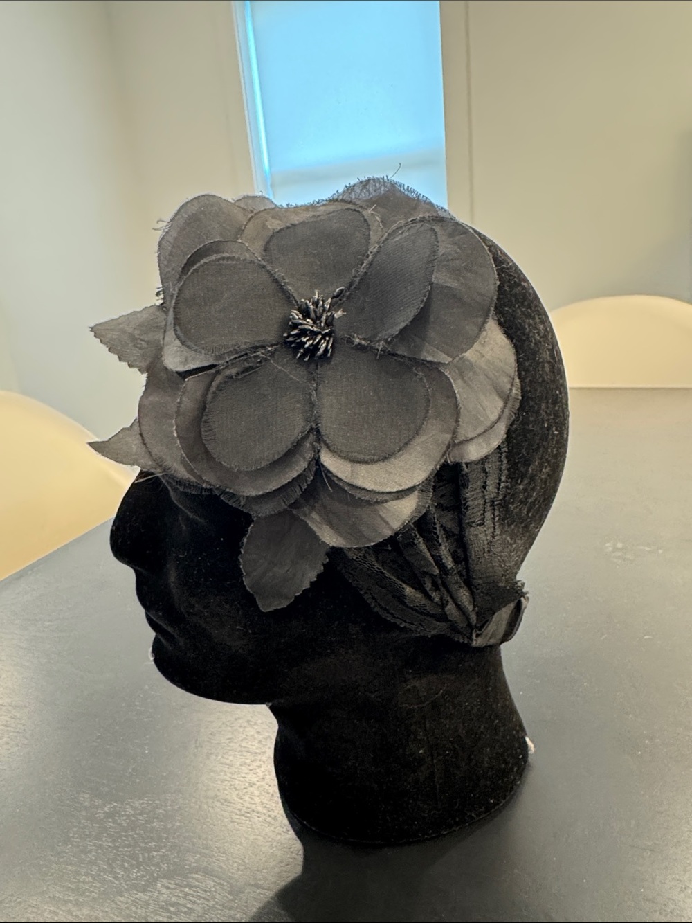 Black Floral Fascinator Headband - Elegant Women's Accessory